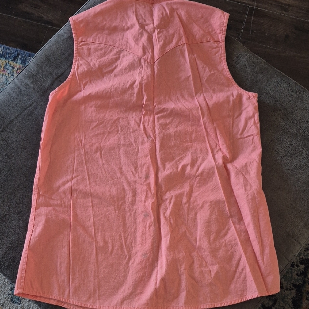 Panhandle Slim Coral Sleeveless Button Down Shirt - Picture 4 of 6